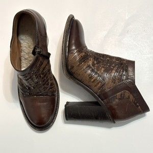 Ugg Collection Women Size 9 Giacinta Brown Ankle Boots Snake Skin Made In Italy